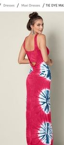 Tie dye maxi red white and blue